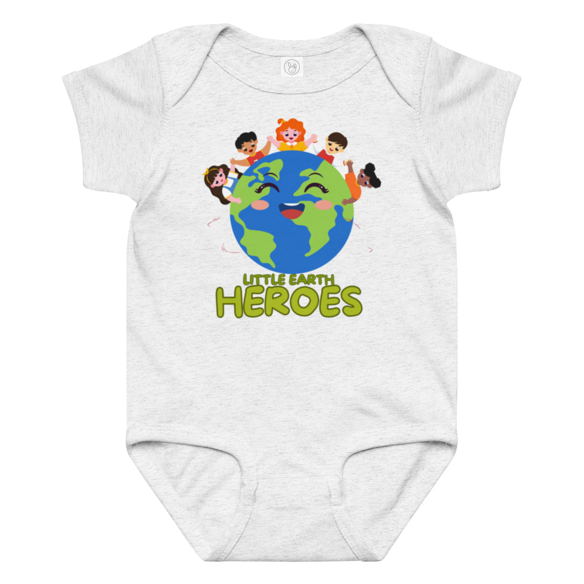 Baby jersey bodysuit — Ash, front view