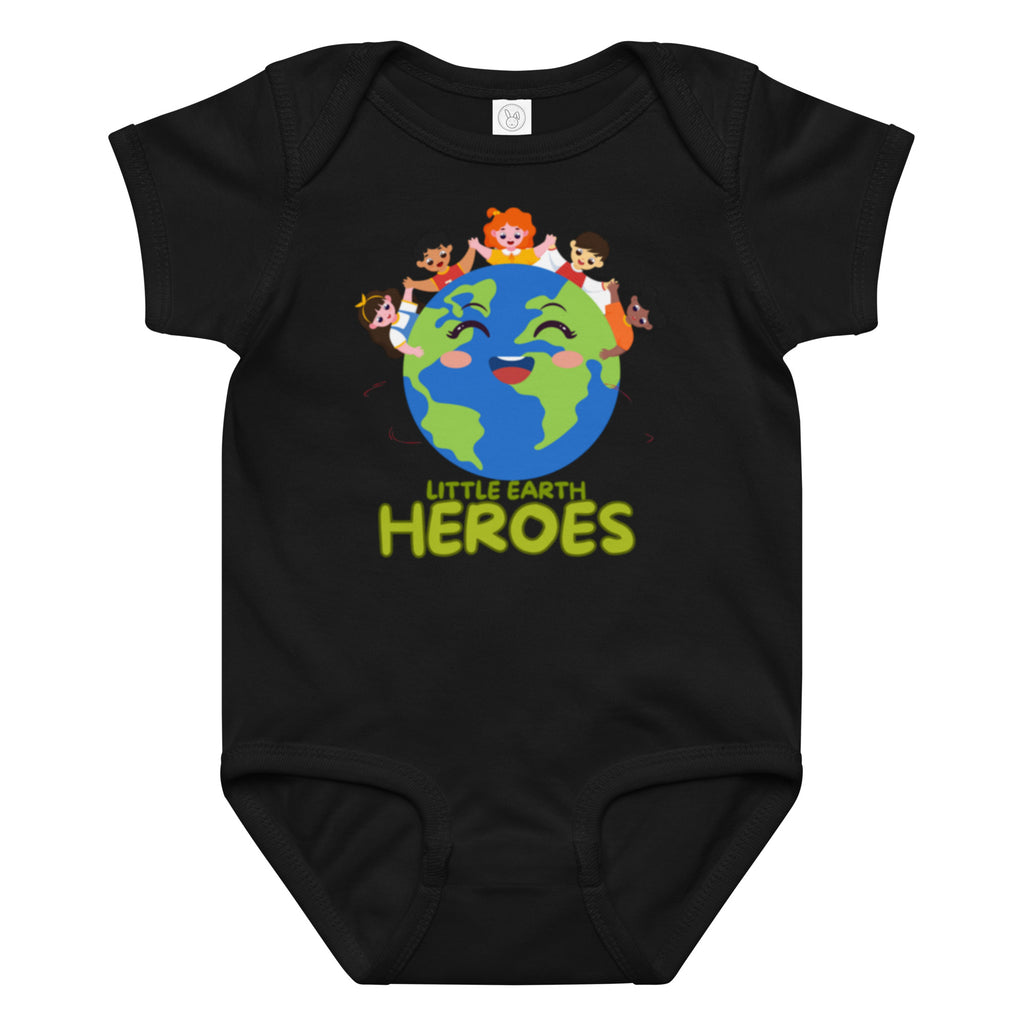 Baby jersey bodysuit — Black, front view
