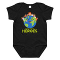 Baby jersey bodysuit — Black, front view