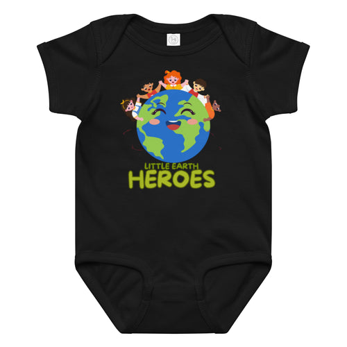 Baby jersey bodysuit — Black, front view