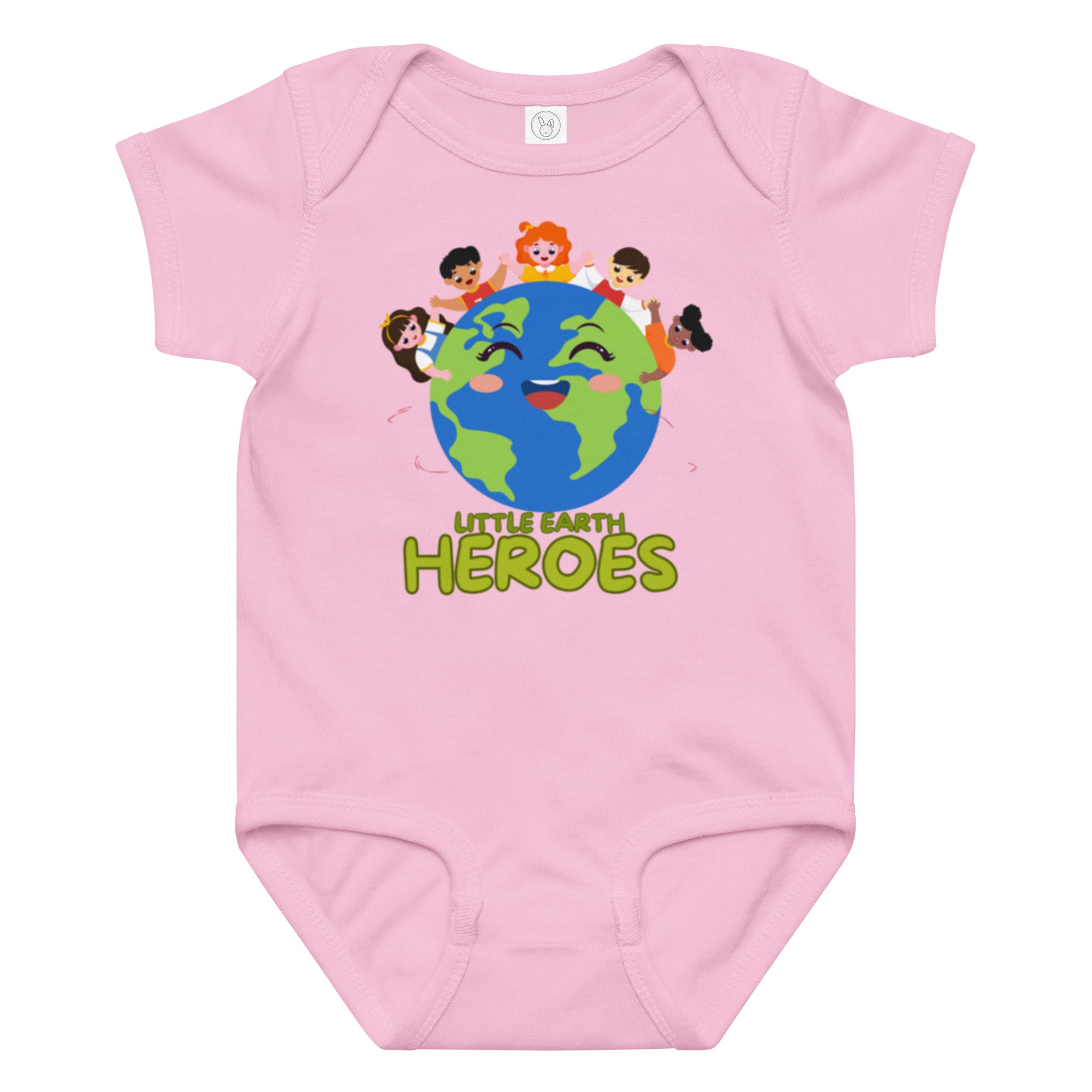 Baby jersey bodysuit — Pink, front view