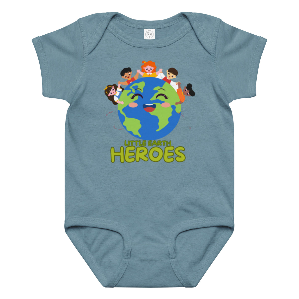 Baby jersey bodysuit — Vintage indigo, front view