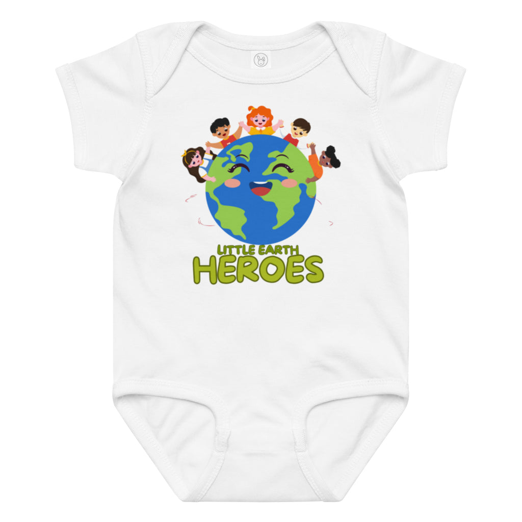 Baby jersey bodysuit — White, front view