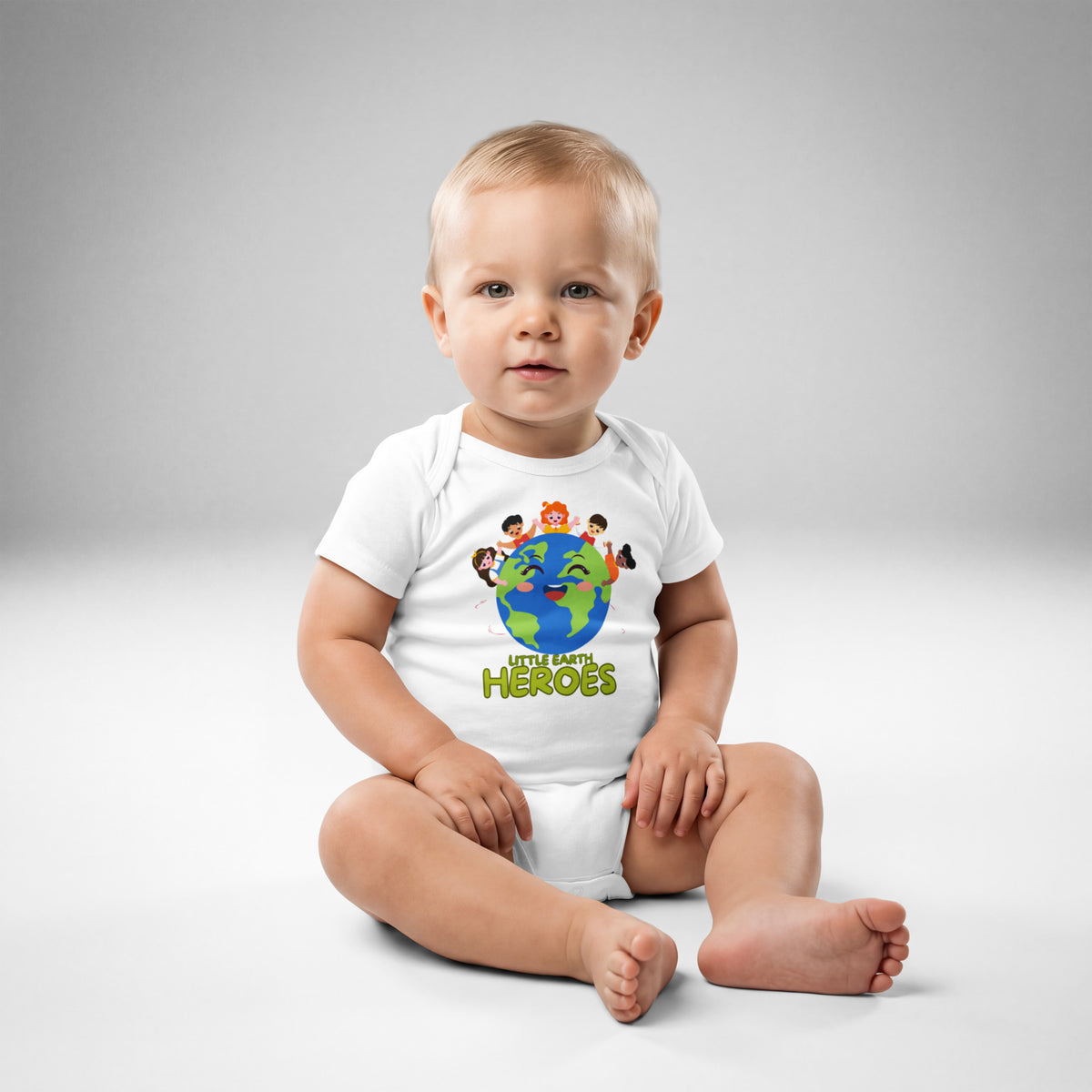 Baby jersey bodysuit — White, front view