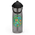 Flip straw water bottle — Charcoal, left view