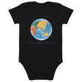 Be Kind to Mother Earth — Organic Baby Bodysuit — Cotton black, front view