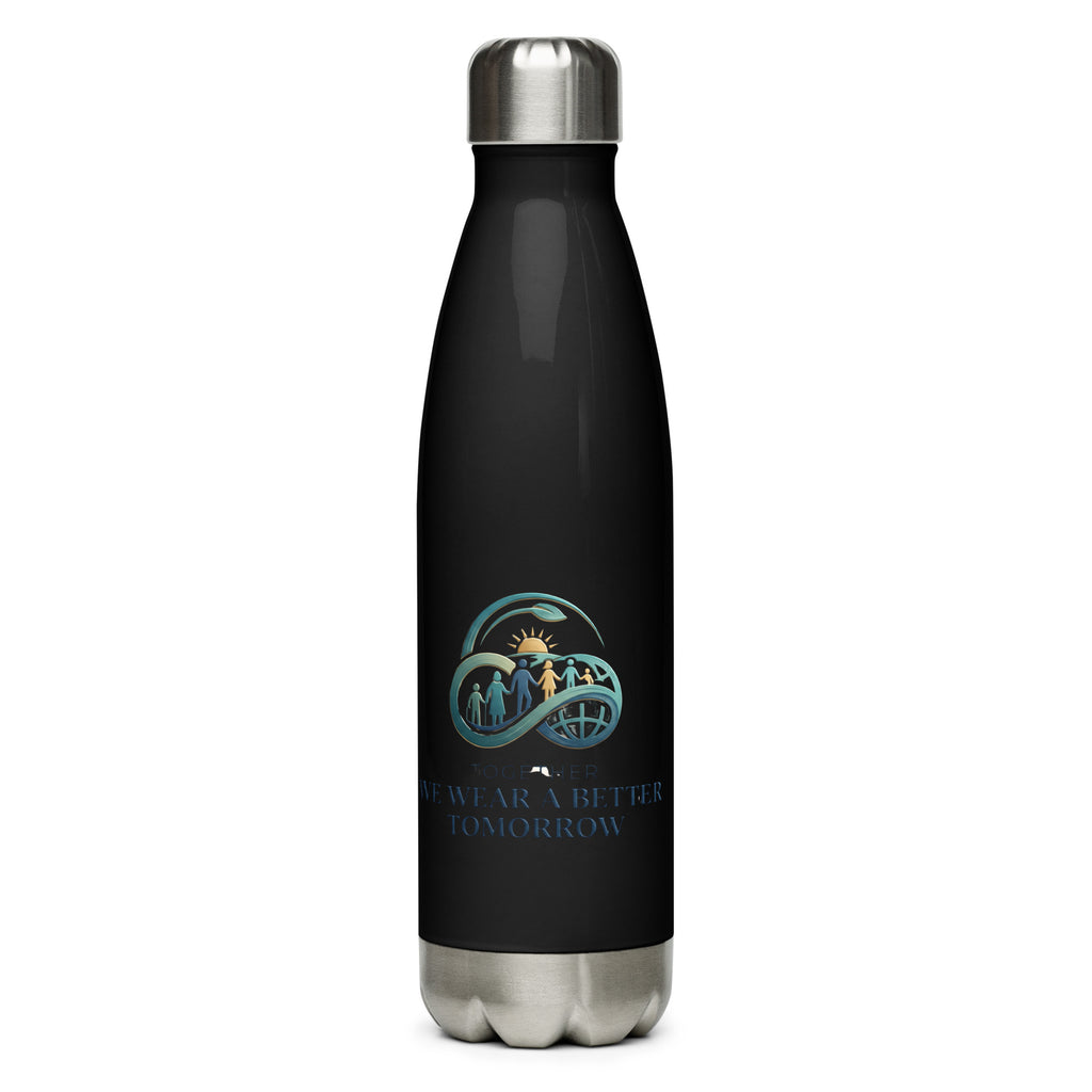 Stainless steel water bottle — Black 17 oz, front view