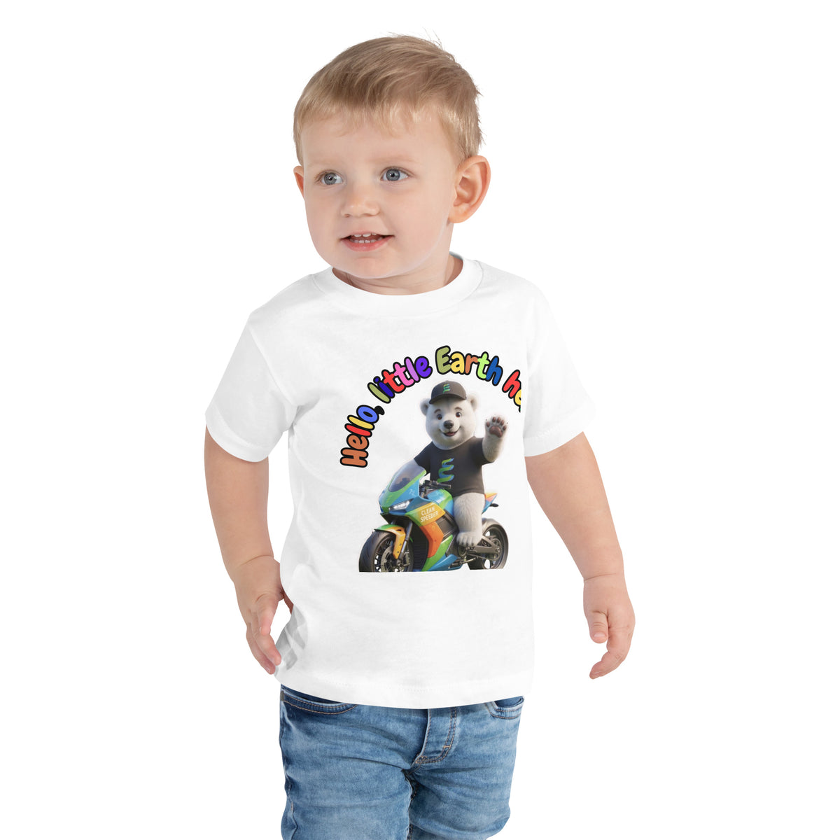 Clean Speeder - Toddler Short Sleeve Tee — Staple white, front view