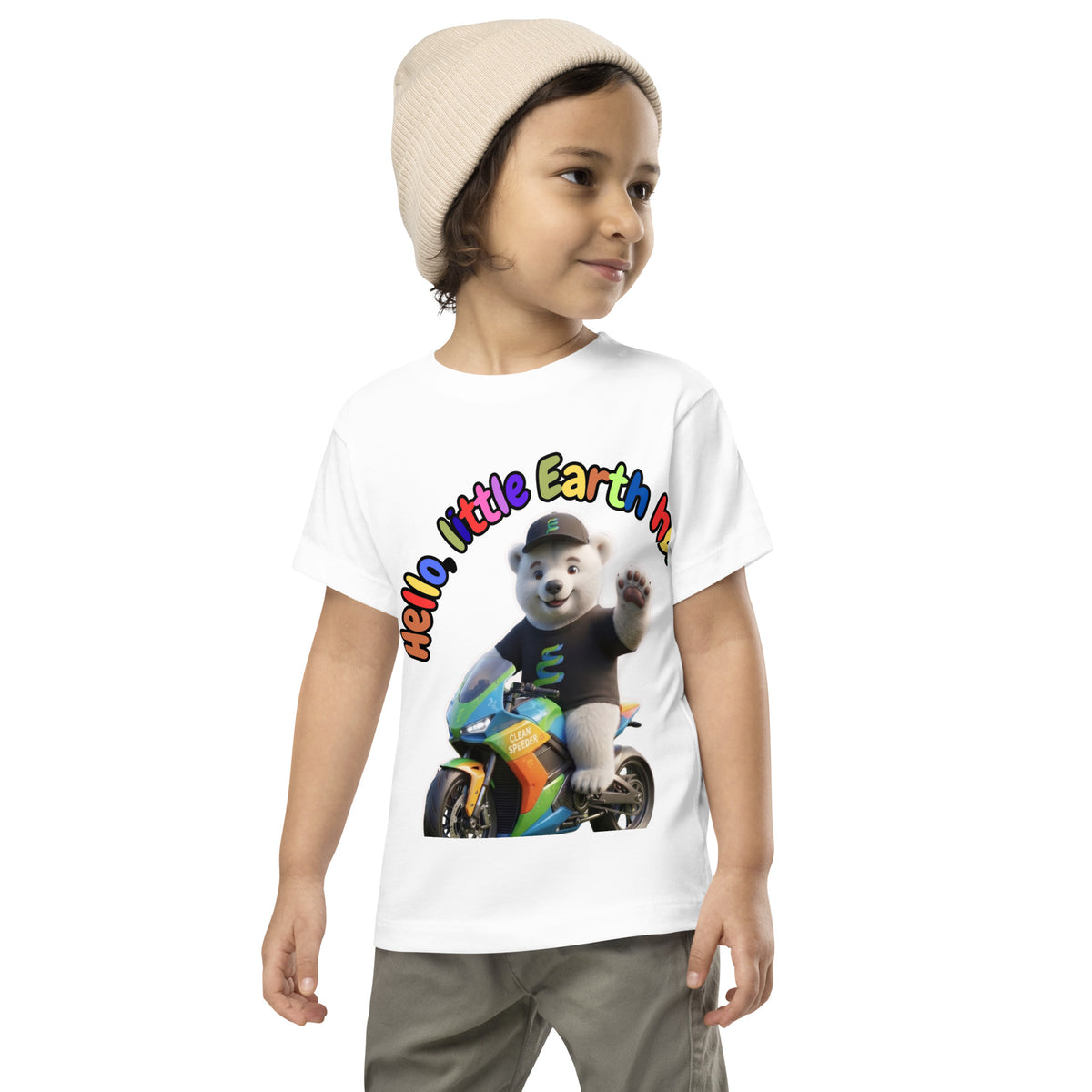 Clean Speeder - Toddler Short Sleeve Tee — Staple white, front view