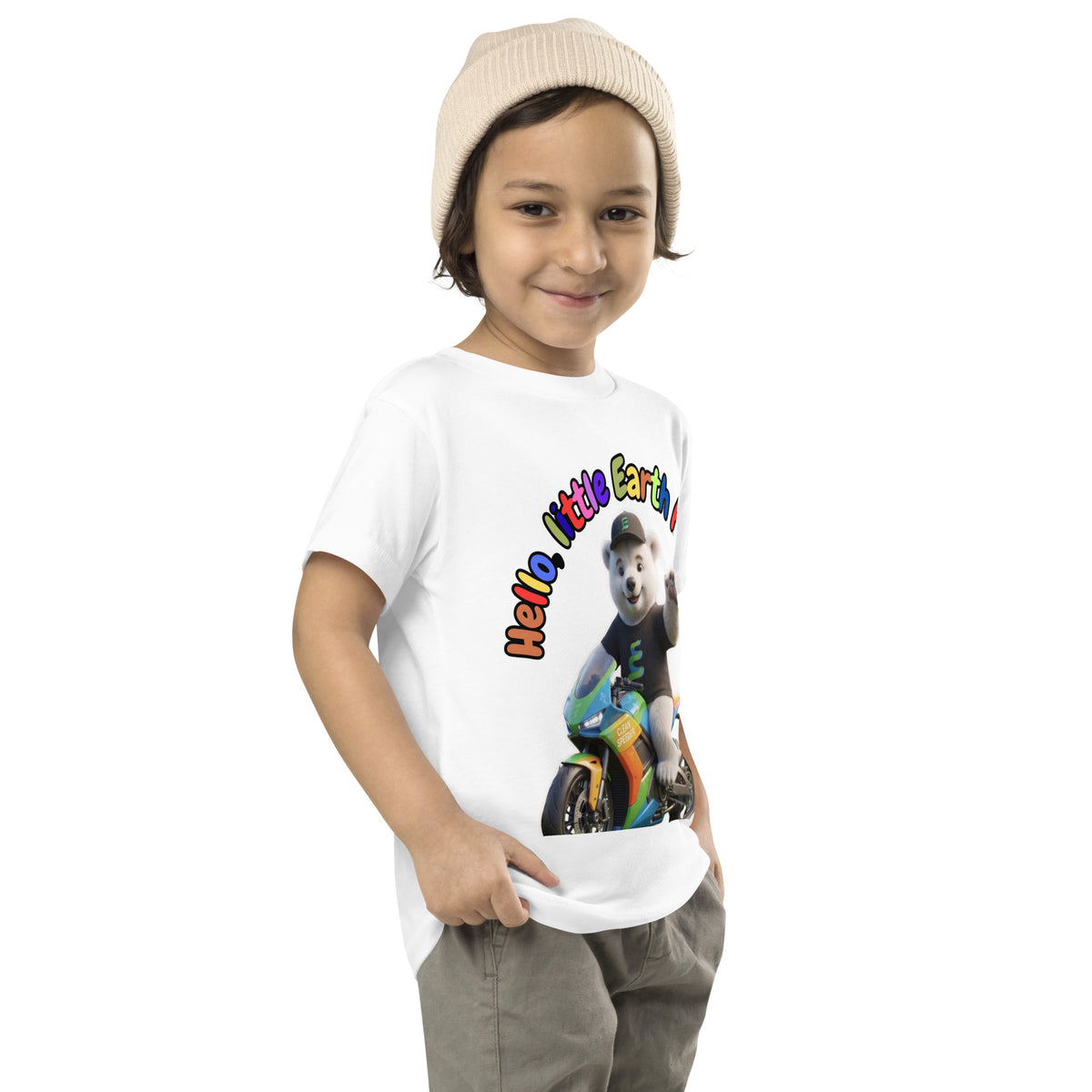 Clean Speeder - Toddler Short Sleeve Tee — Staple white, right front view