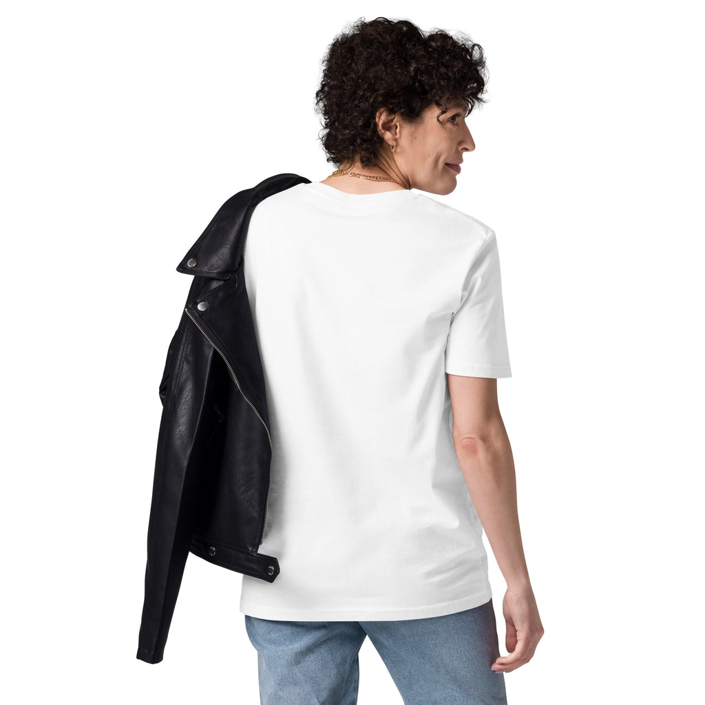 Drive Beyond Limits — Unisex organic cotton creator shirt white, back view