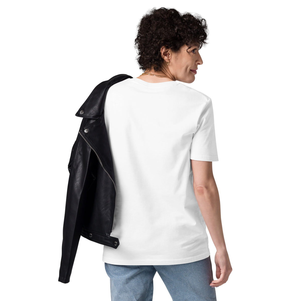 Drive Beyond Limits — Unisex organic cotton creator shirt white, back view