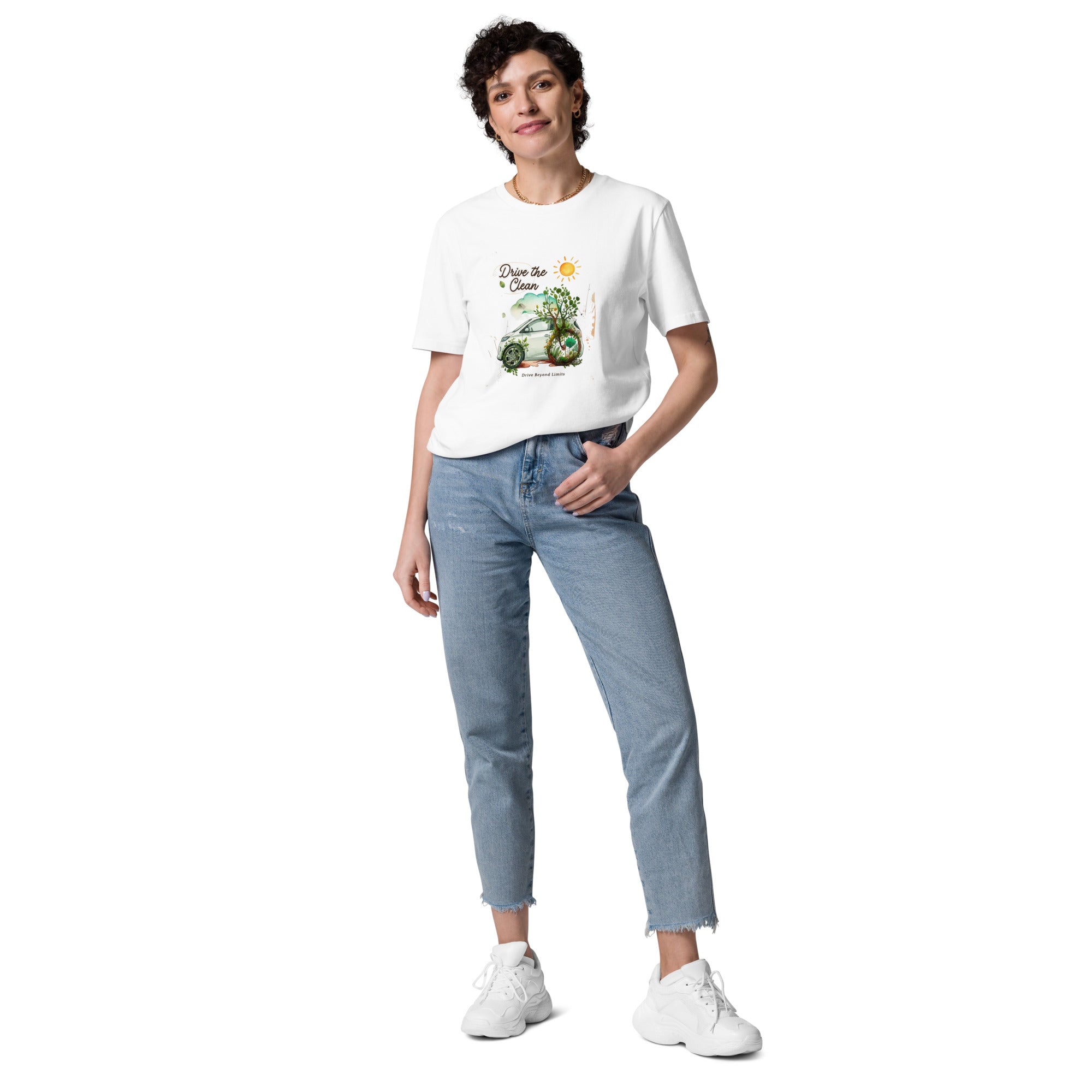 Drive Beyond Limits — Unisex organic cotton creator shirt white, front view