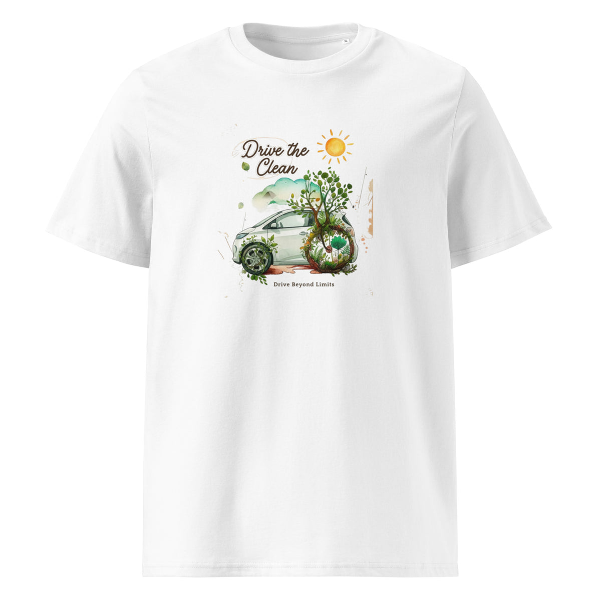 Drive Beyond Limits — Unisex organic cotton creator shirt white, front view