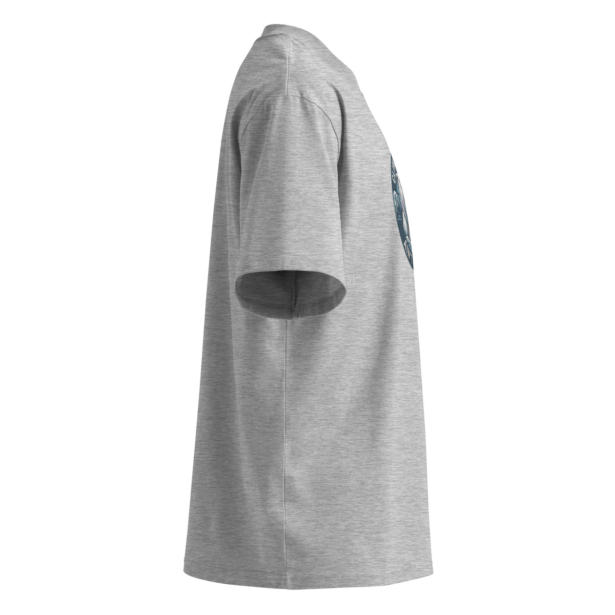 Unisex organic oversized high neck t-shirt — Blaster heather grey, right view