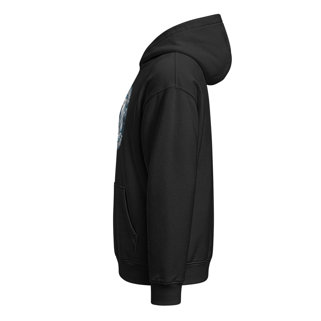 Climate Change Ain’t a Hoax — Unisex Relaxed Hoodie — Mid weight chaser hooded sweatshirt black, left view