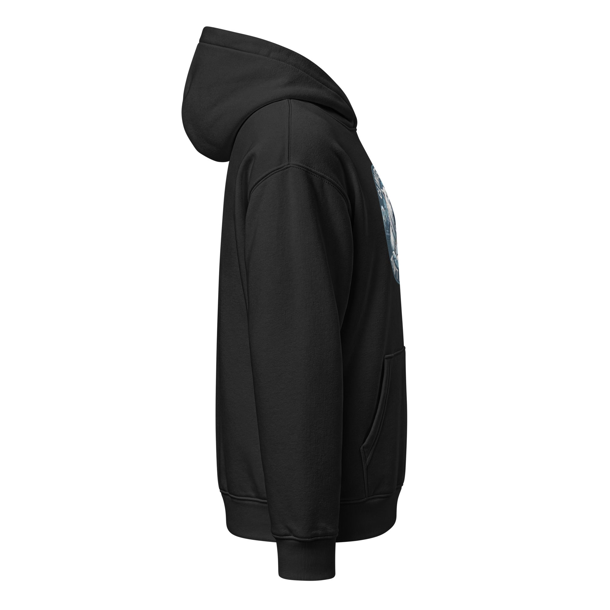 Climate Change Ain’t a Hoax — Unisex Relaxed Hoodie — Mid weight chaser hooded sweatshirt black, right view