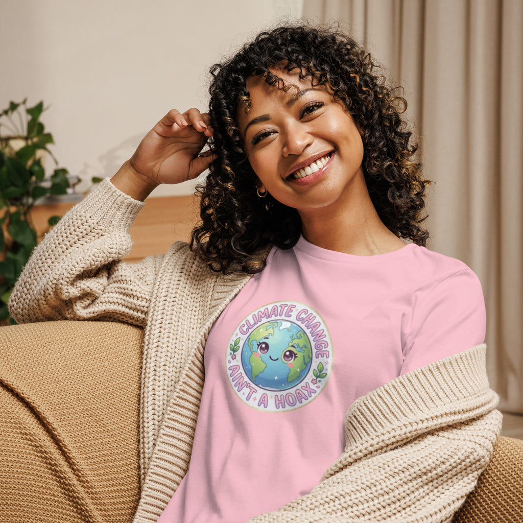 What a Wonderful World — Women’s Relaxed Graphic T-Shirt — pink, front view
