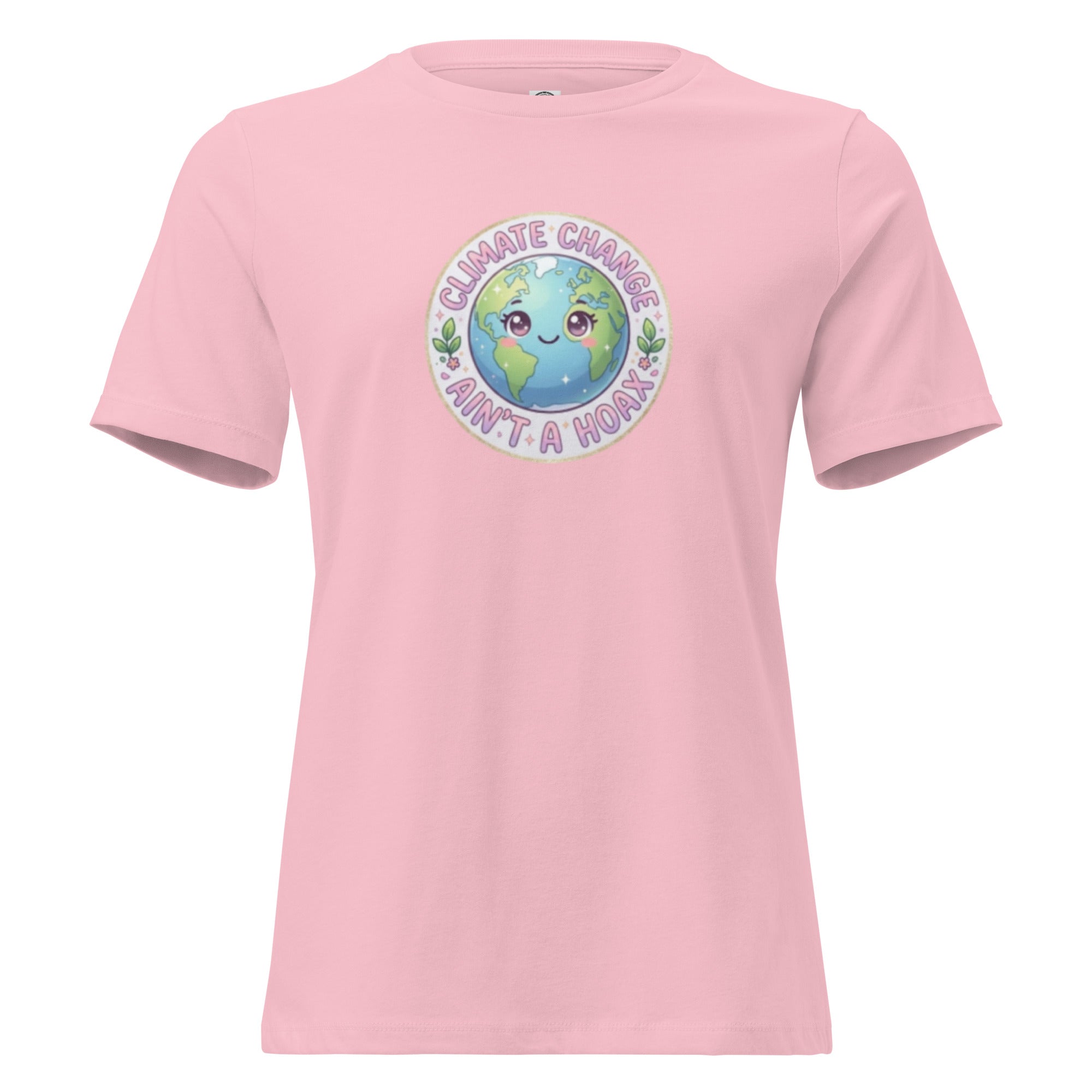 What a Wonderful World — Women’s Relaxed Graphic T-Shirt — pink, front view
