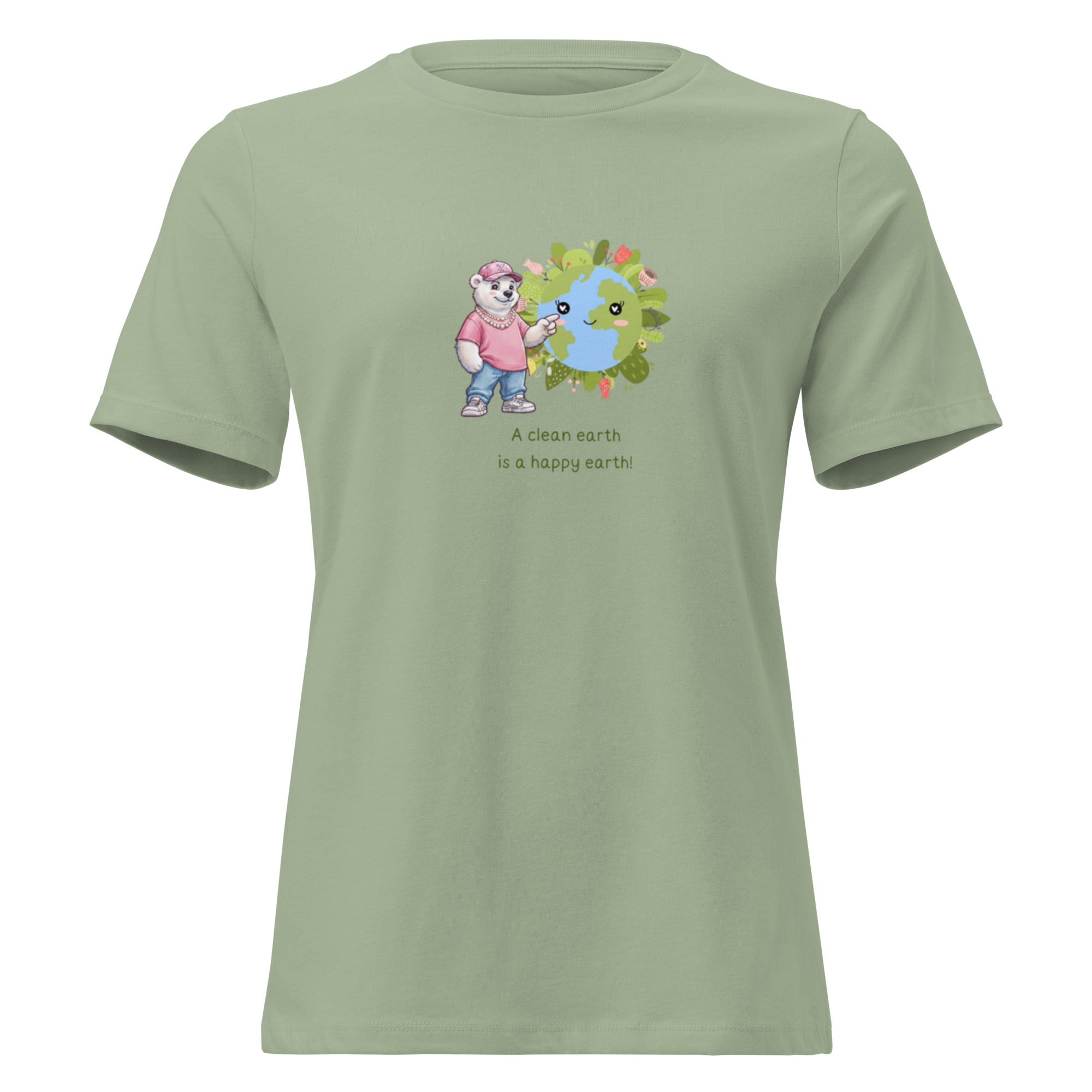 Women's Relaxed T-Shirt — sage, front view