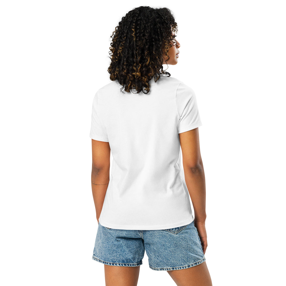 Women's Relaxed T-Shirt — white, back view