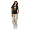 One Planet. One Family. One Future. — Women’s Relaxed V-Neck T-Shirt — Solid Black Blend, front view