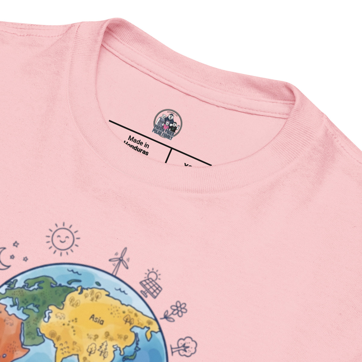 Be Kind to Mother Earth — Unisex Youth T-Shirt — Classic tee light pink, product detail shot