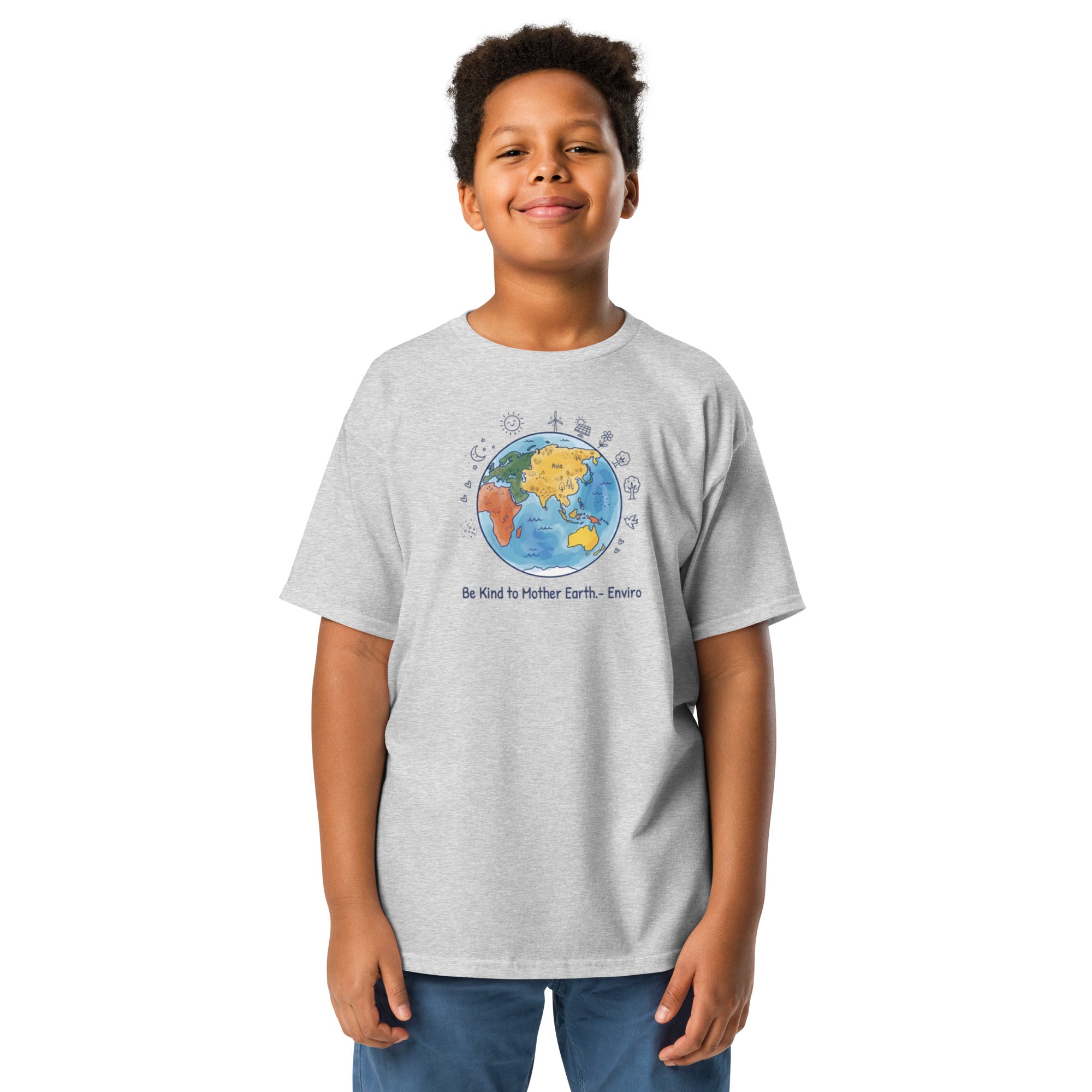 Be Kind to Mother Earth — Unisex Youth T-Shirt — Classic tee sport grey, front view