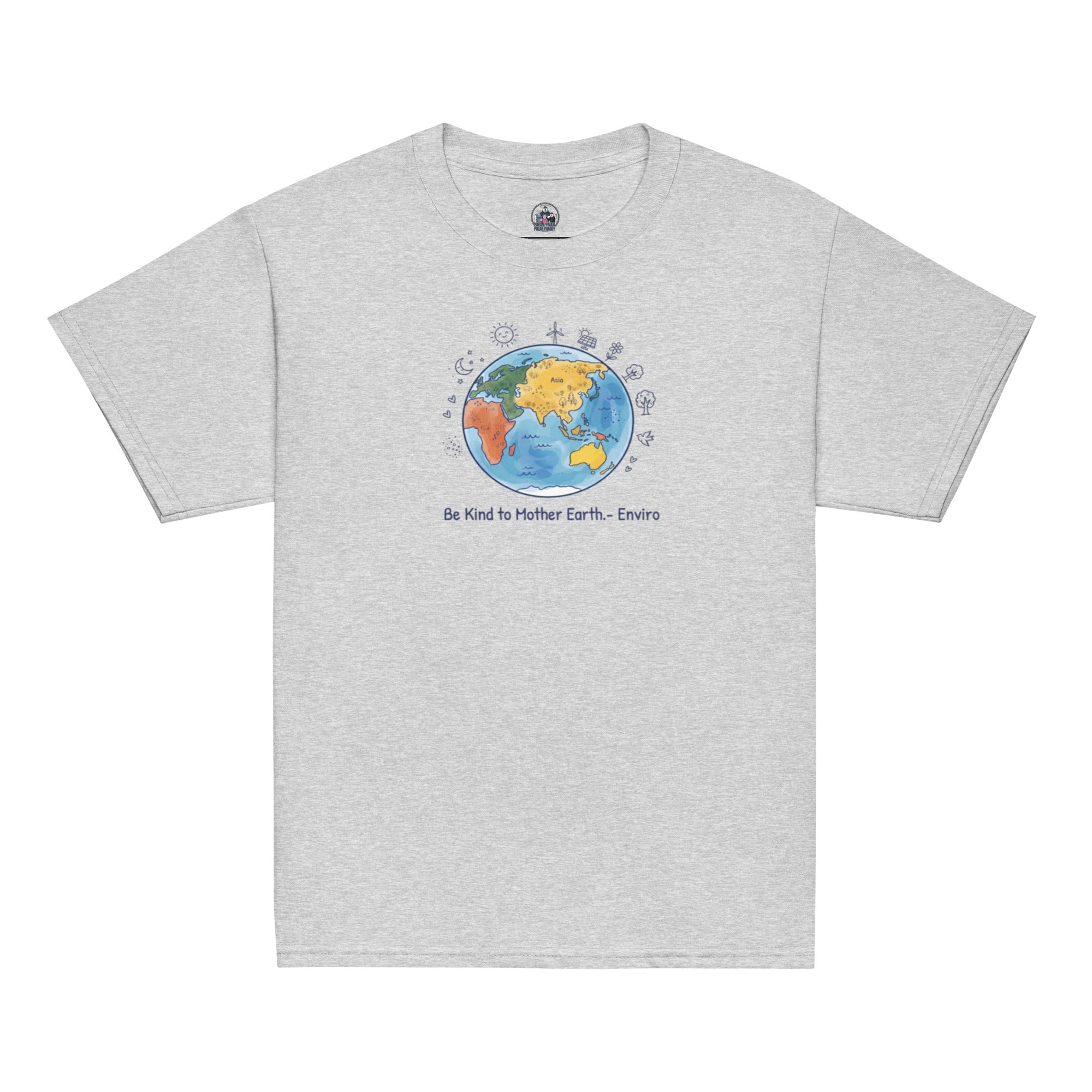 Be Kind to Mother Earth — Unisex Youth T-Shirt — Classic tee sport grey, front view